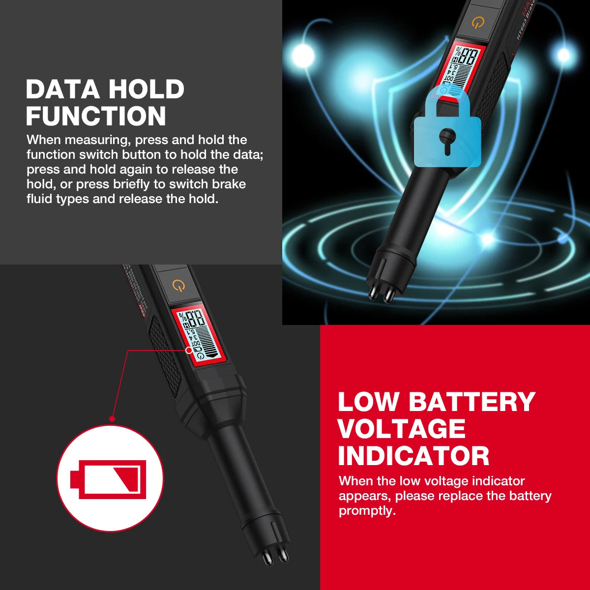 3-Colors Backlight Portable Digital Brake Fluid Tester Accurate Auto Car Brake Oil Tester Sound Light Alarm DOT3 DOT4 DOT5.1