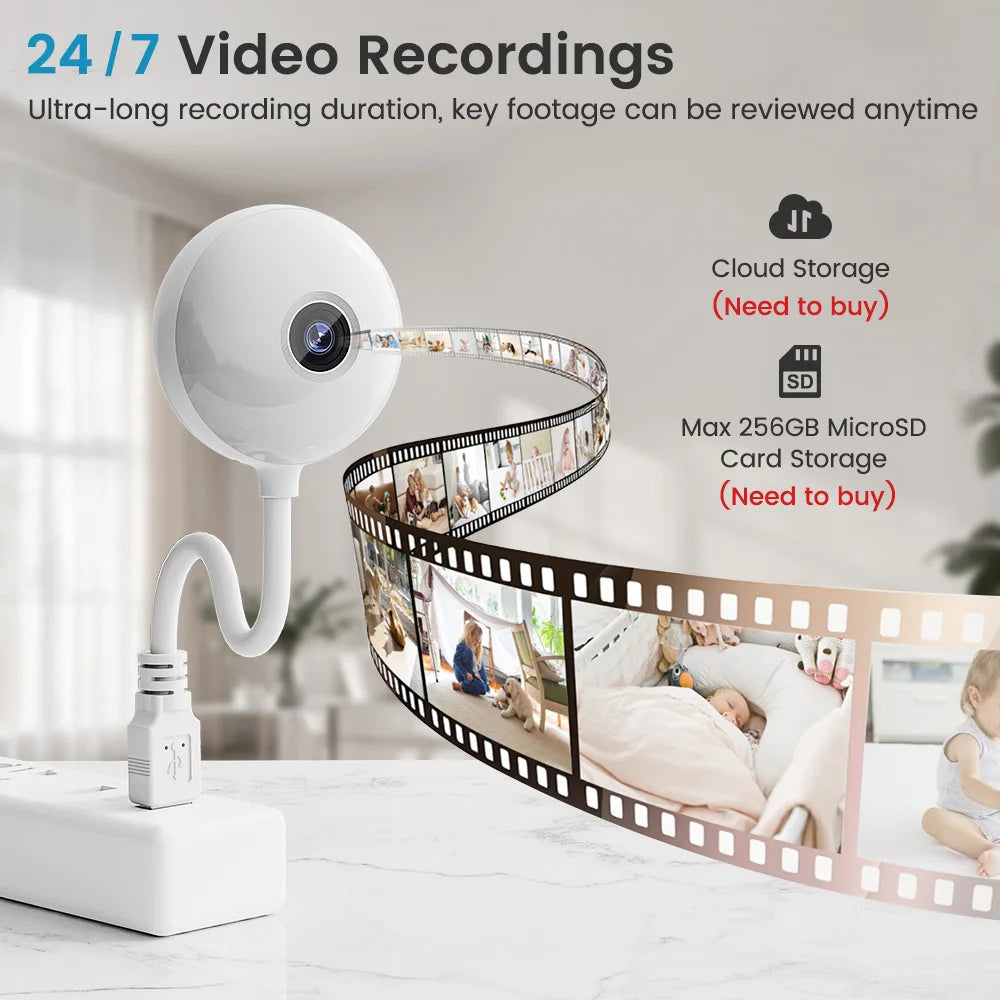 Tuya Indoor USB Light Bulb WiFi Camera 2K 5MP Mini Wireless Security IP Camera IR Color Night Vision Smart Life Baby Monitor Cam