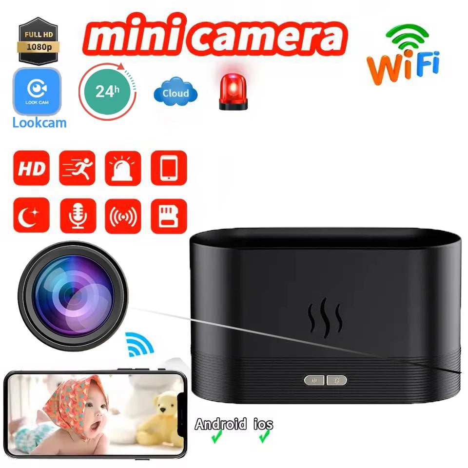 Mini camera Full HD 1080P WiFi-camera Mist humidifier Zijkantopname Home monitoring IR nachtzicht DVR monitoring Video bewegingsdetectie