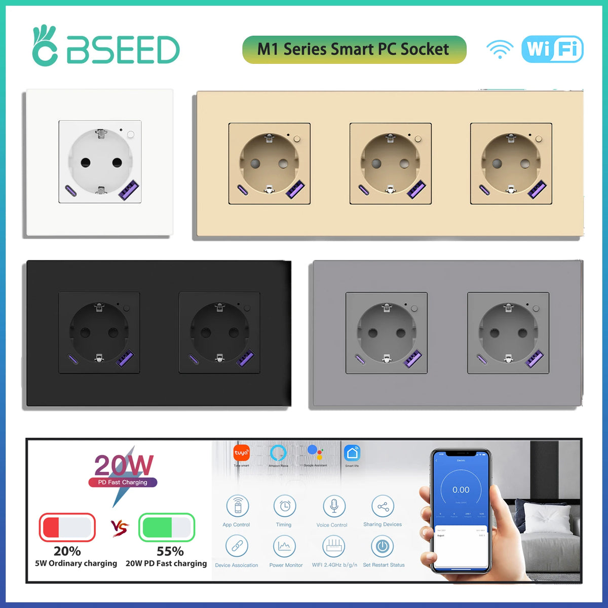 Wi-Fi Wall Socket with USB-C Charging - Options
