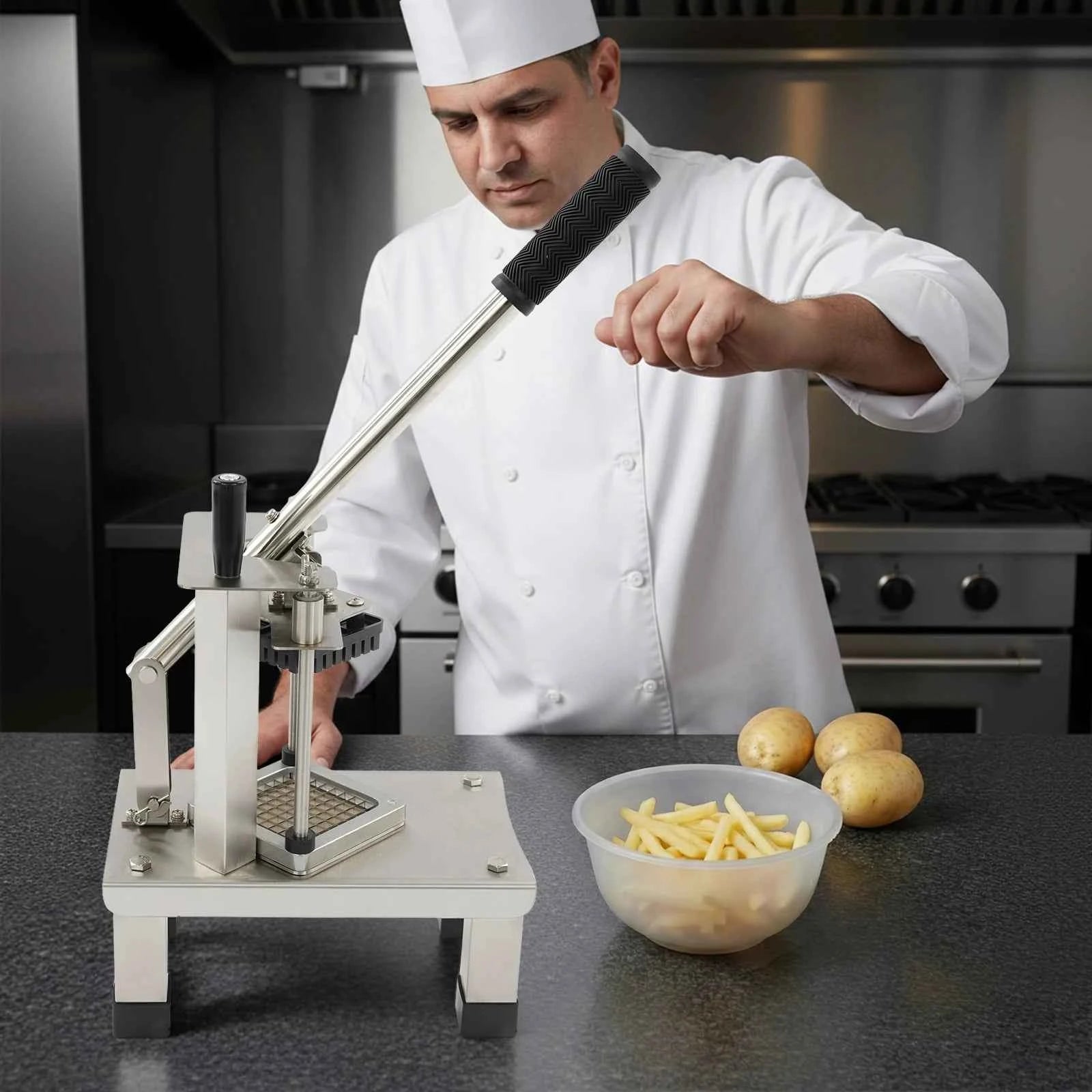 Commercial French Fry Cutter Kitchen Vegetable Dicer Multi-function Food Cutter with 3 Stainless Steel Blades for Home Restaurant