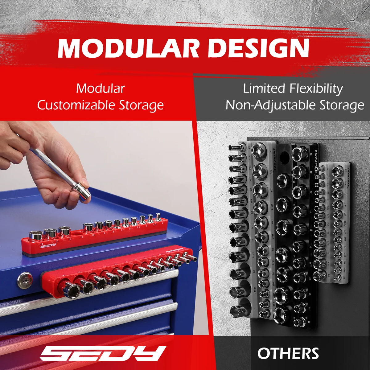 Two-Piece Magnetic Organiser for 1/4-Inch Sockets