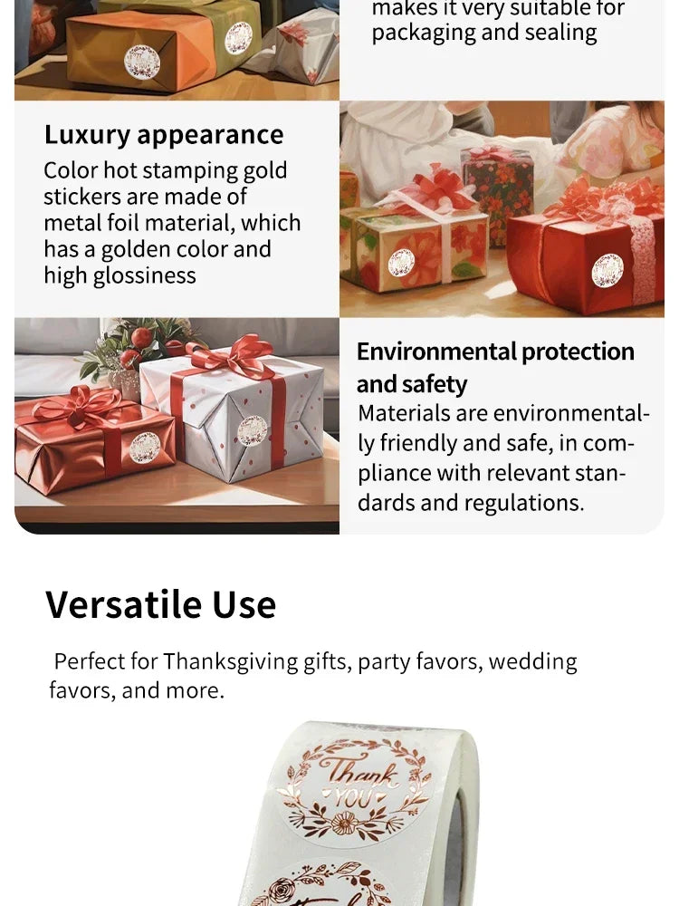 500pcs Monogrammed Floral Thank You Stickers