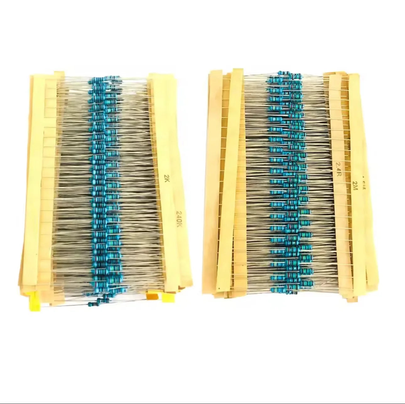 300pcs/600pcs 1% Resistor Set Resistance 1/4W Metal Film Resistors Kit 10Ohm ~1M Ohm 30Values Electronic Components Kit