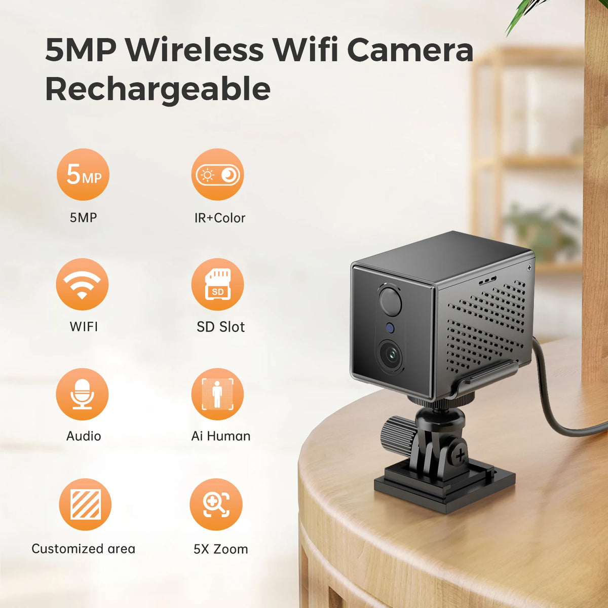 OKAM PRO 4G HD 5MP Wifi Camera Mini Wireless Surveillance Camera 2400mAh Battery Powered PIR Human Detection Security Protection