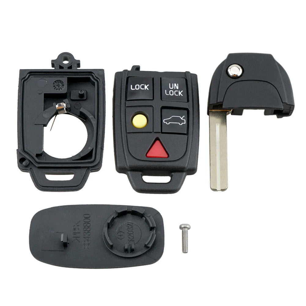 5-Button Flip Remote Key Case Replacement for Volvo Models