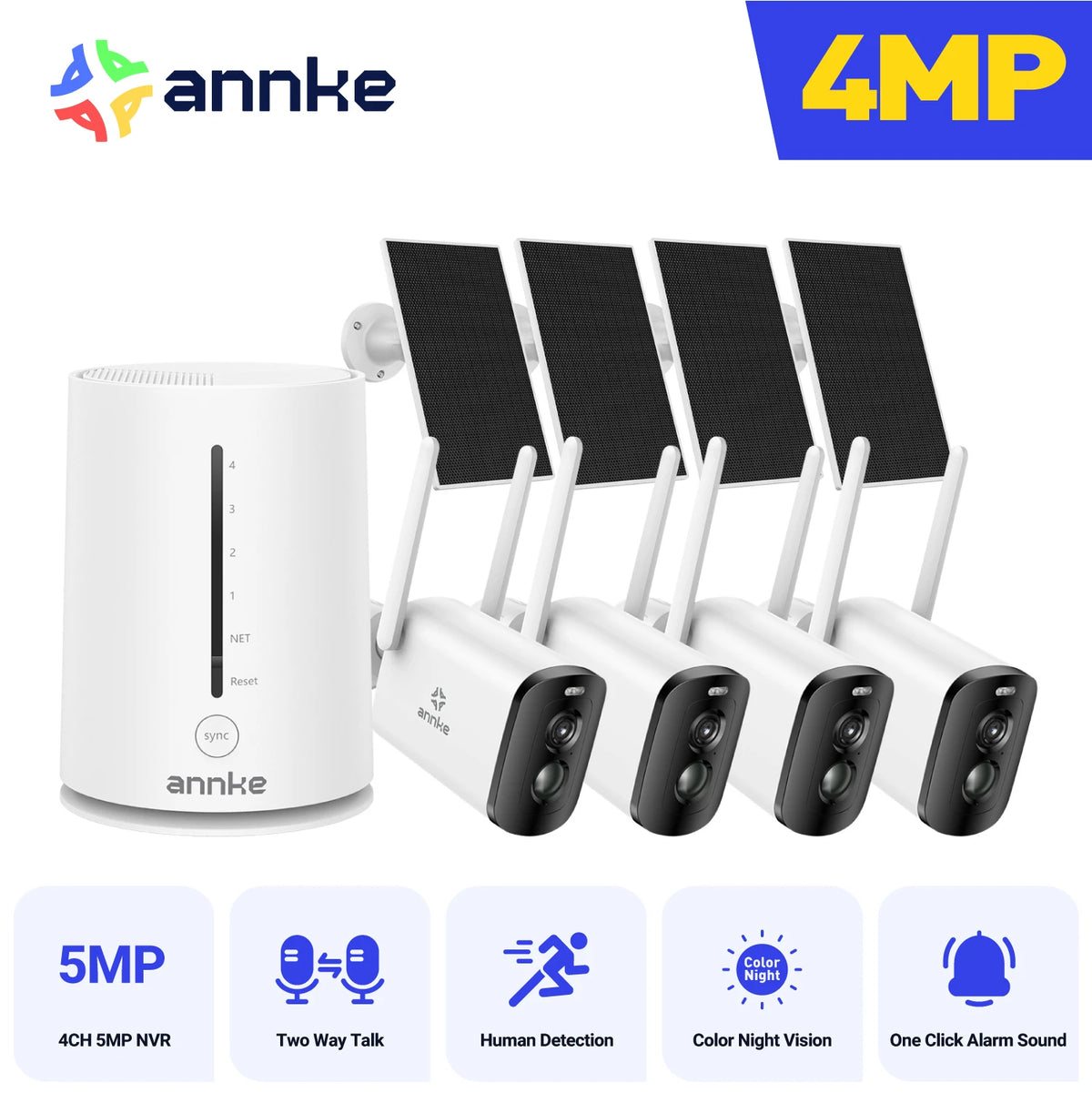 4MP Solar Wireless Outdoor Security Camera System