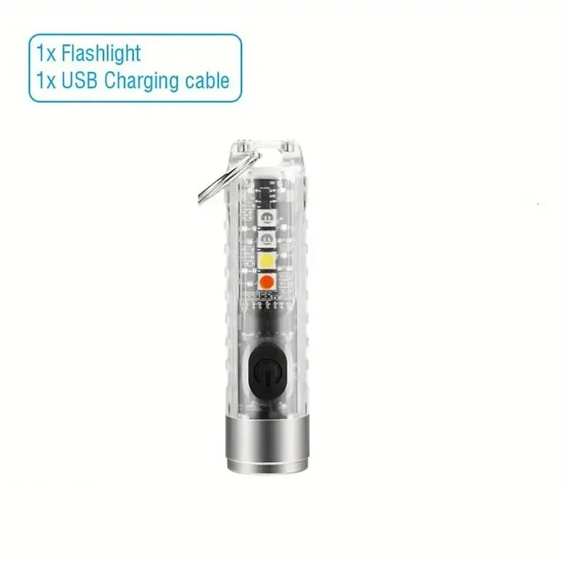 1PC Rechargeable Mini Keychain Flashlight with multi Modes and Magnetic Base - Ideal for Camping and Outdoor Activities