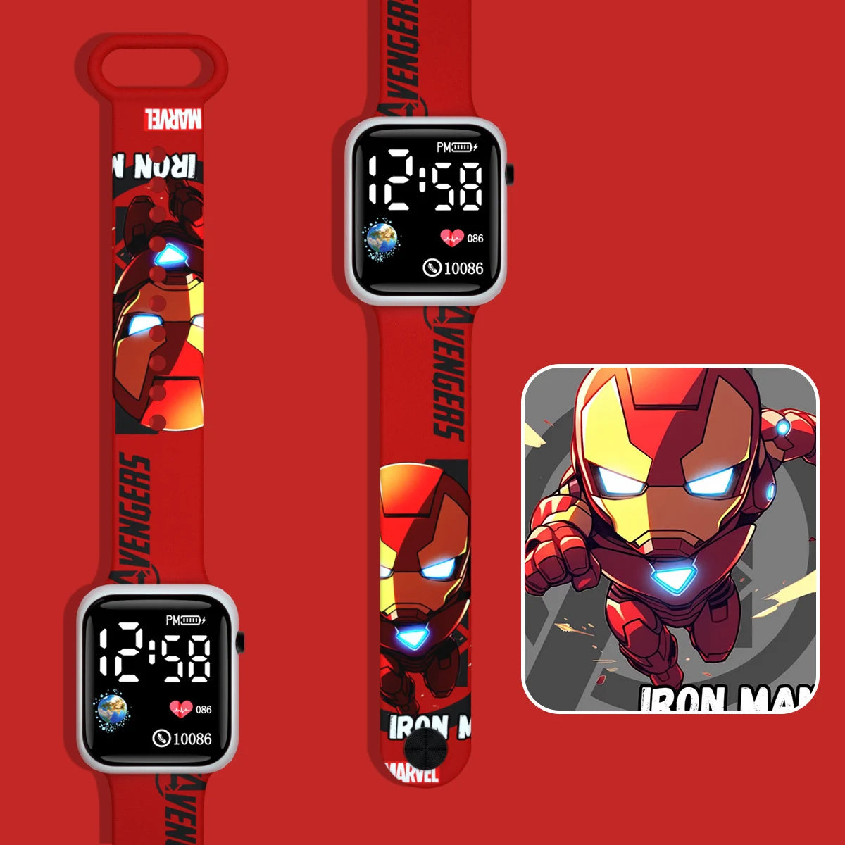 Çizgi Film Örümcek Adam Çocuk Saati LED Ekranlı