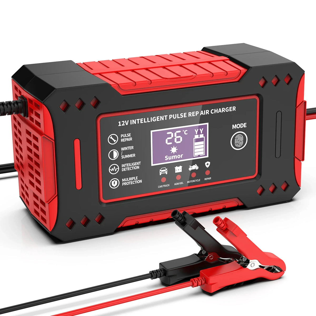 12V 6A Lead-Acid Battery Charger with LCD, EU Plug