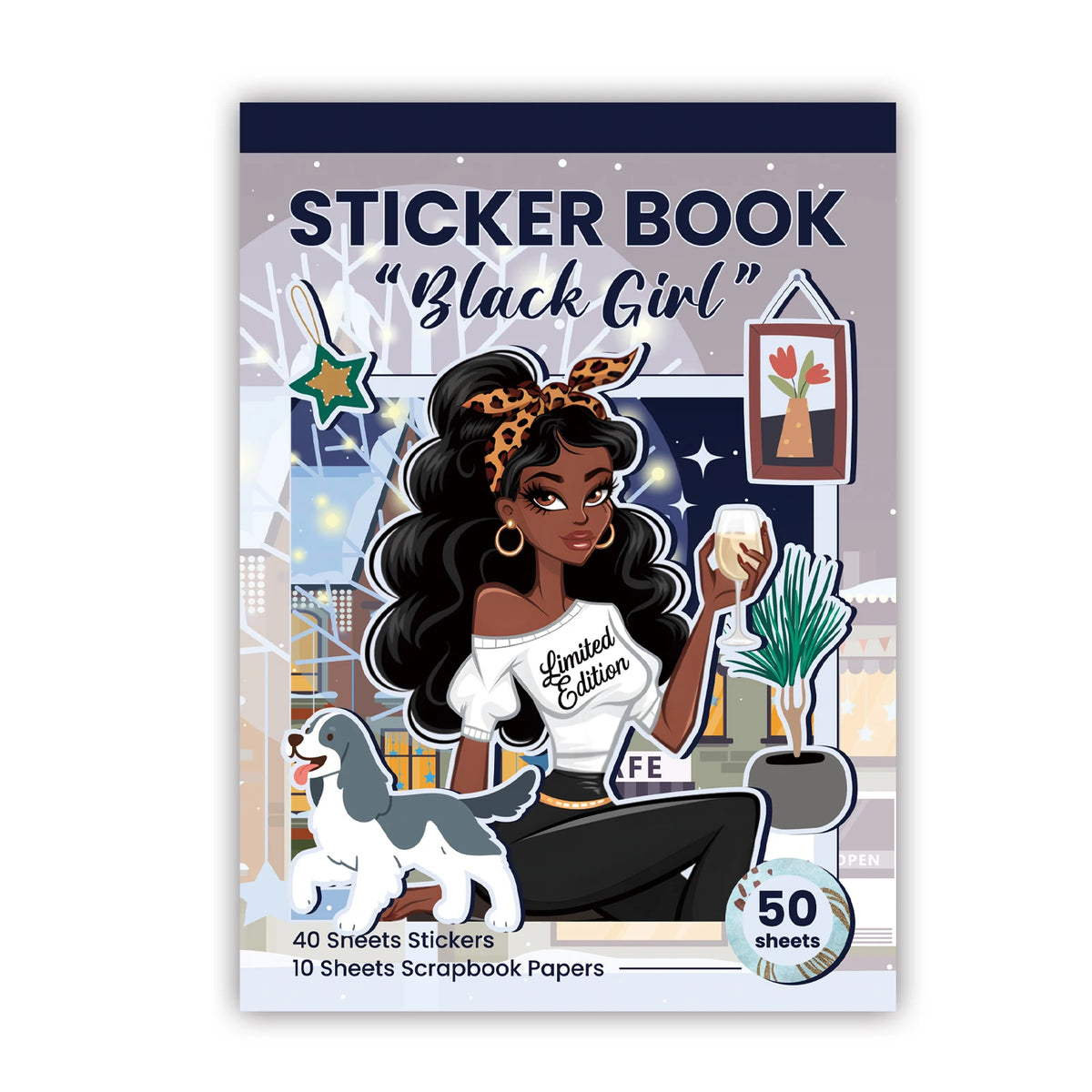 Black Girl Sticker Book, 50 Sheets