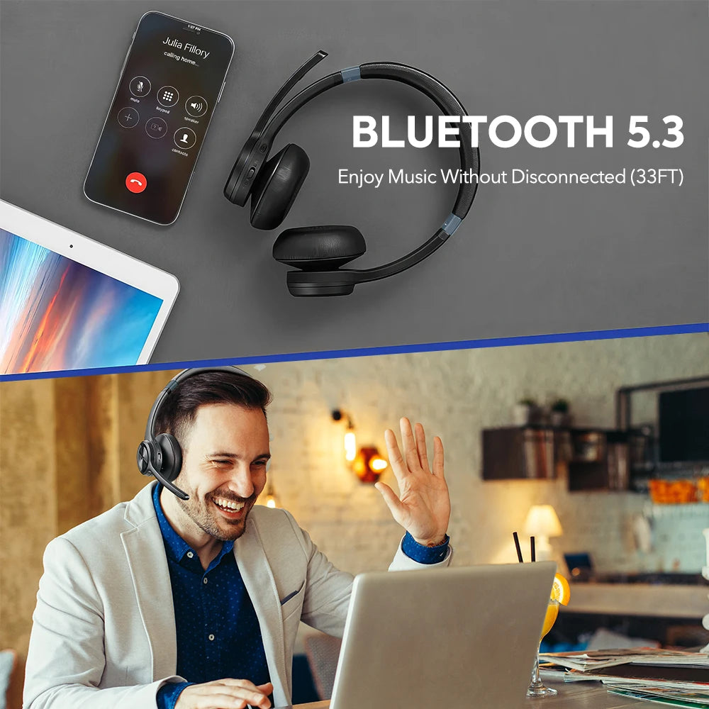 Mpow HC9 Ακουστικό Bluetooth 5.3 με Μικρόφωνο Ακύρωσης Θορύβου