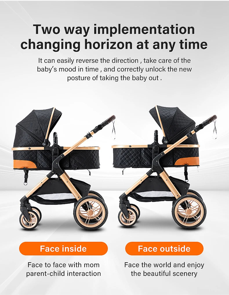 3 in 1 Luxury Baby Stroller High-Landscape Travel Pram