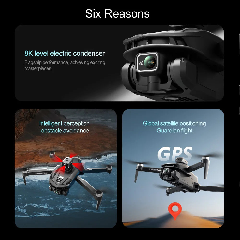 Dronă GPS 5G WiFi FPV cu ecran LCD HD, două camere, evitare obstacole, fără perii, pliabilă