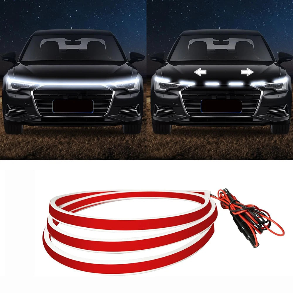12 V fleksibel LED-strip til kørelys på bilens motorhjelm