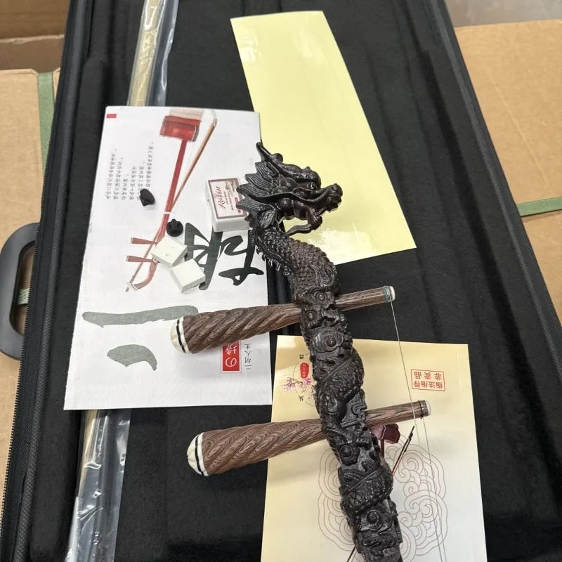 Erhu drewniane z detalem smoka na głowie