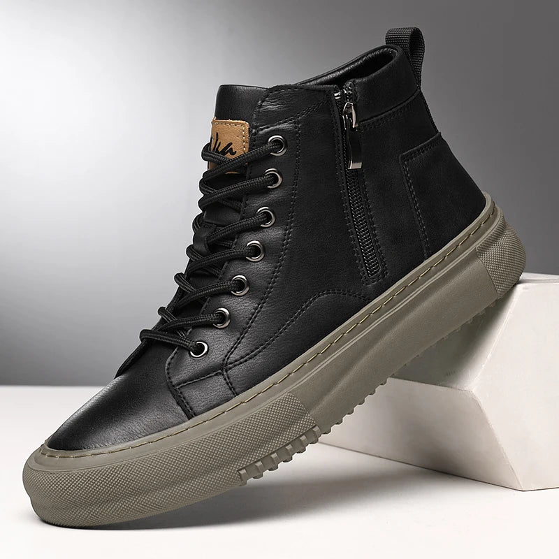 Bubuk Men's Spring and Autumn Style White Sneakers, New Trendy Versatile High-Top Sneakers, Summer Fashion Casual Men's Shoes, Breathable and Durable Sneakers