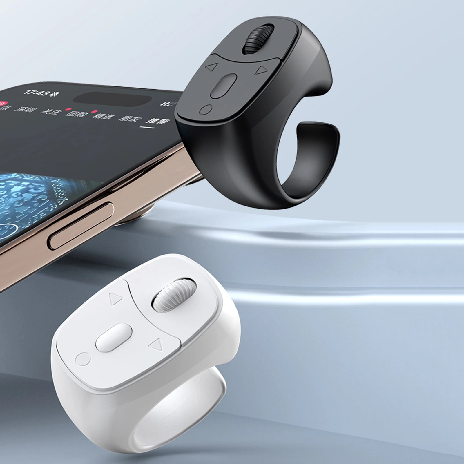 Télécommande bague Bluetooth 5.3 avec défilement et déclencheur d'appareil photo