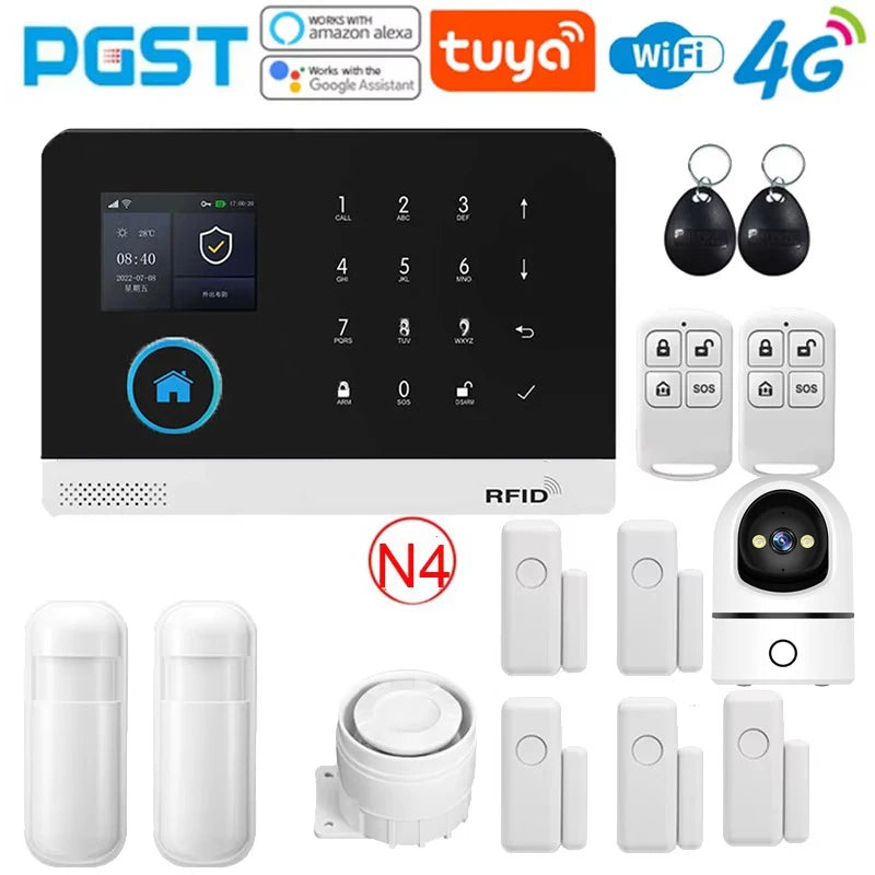Home Wireless Alarm System 4G WiFi Tuya App Control