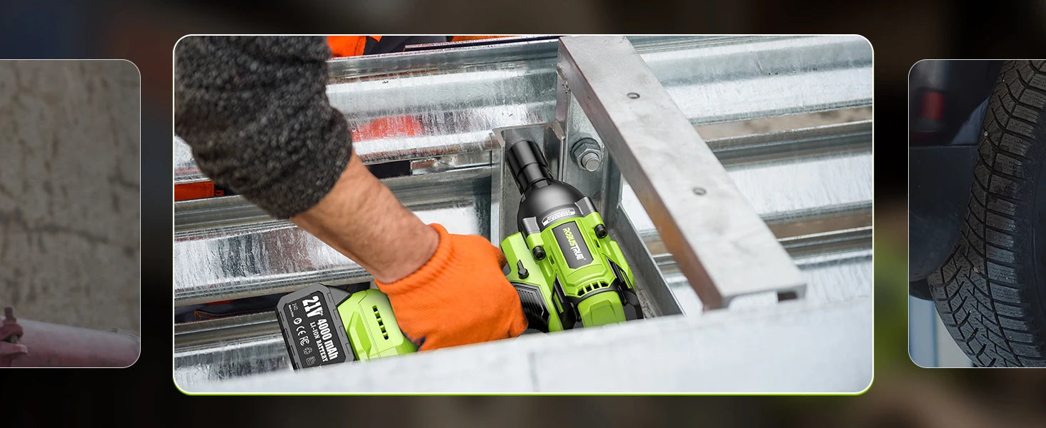 1200Nm 1/2 Inch Cordless Impact Wrench with 2 x 4.0Ah Batteries