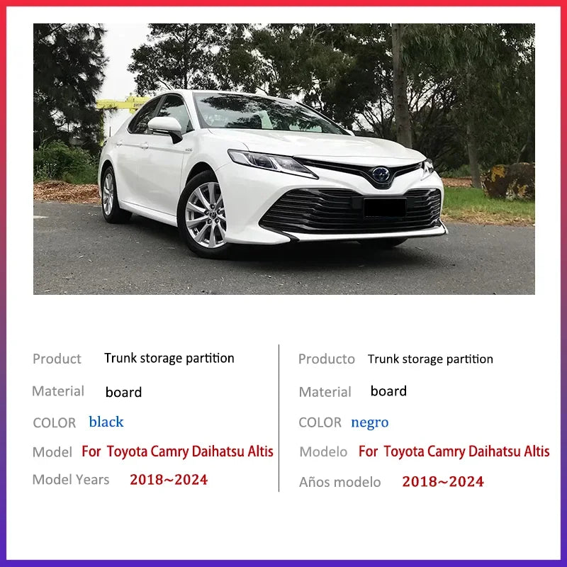 Pour Toyota Camry, Daihatsu Altis XV70 2018~2024, coffre de voiture, partition de rangement, boîte de rangement multifonctions, accessoires intérieurs auto
