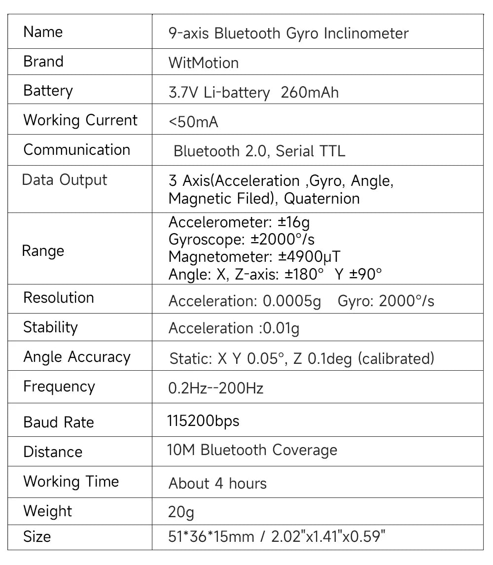BWT901CL Bluetooth Motion and Orientation Sensor
