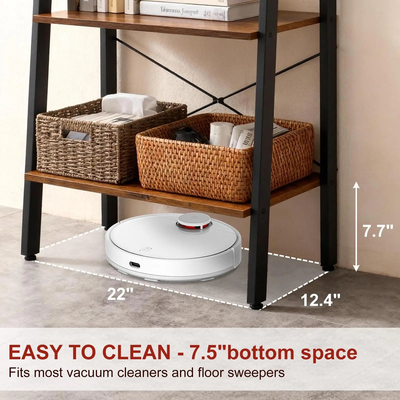 4-Tier Ladder Bookshelf with Wood Shelves and Metal Frame