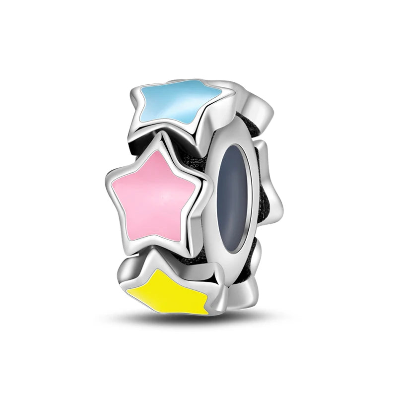 100% 925 Sterling Silver Rainbow Zircon Colorful Butterfly Dragon Shaped Silicone Stopper Charms Beads Fit DIY Bracelets Jewelry