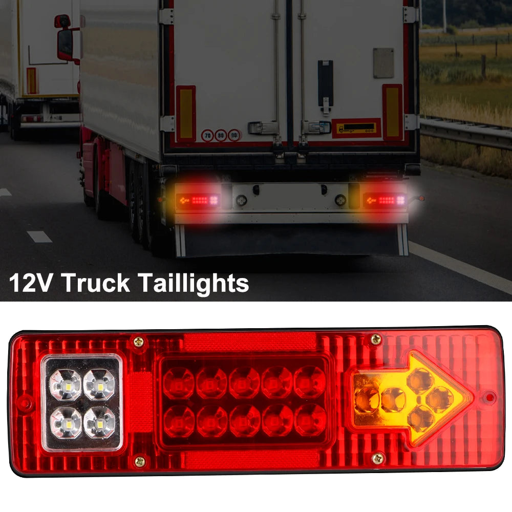 19LED Tail Lights Reversing Stop Brake Indicator 12V 24V For Trailer Lorries Truck Taillights Turn Signal Lamp Car Accessories