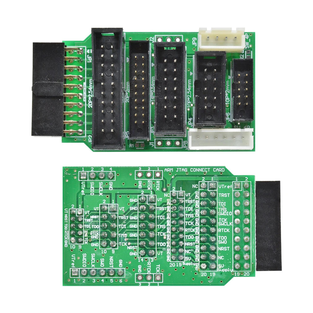 Placă adaptor J-Link, compatibilă cu MINI2440, TQ2440 și plăci ARM populare; include 8 cabluri de date (4P, 6P, 10P și 20P)