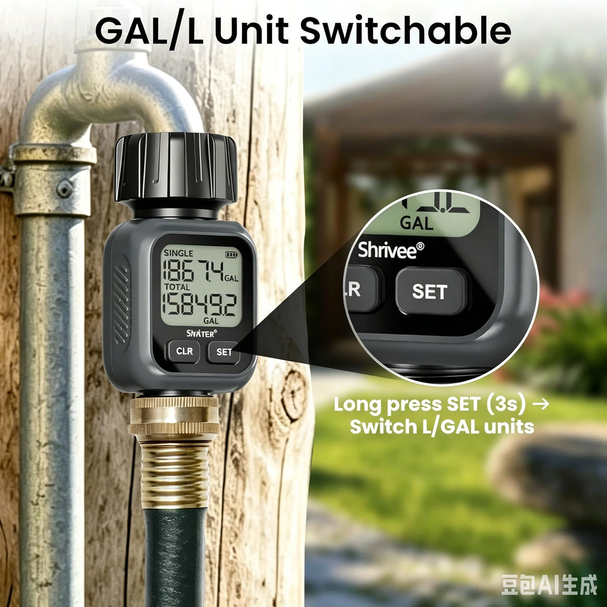 Garden Hose Water Flow Meter with Four Modes