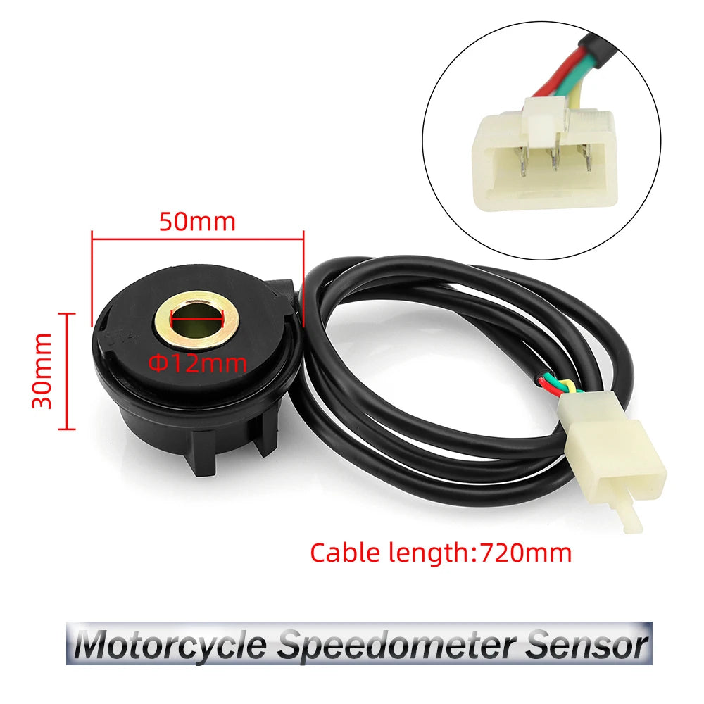 Motorcycle Odometer Sensor, 12V Speedometer Cable Replacement