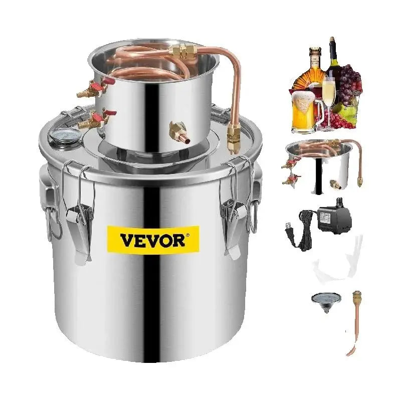 Home Alcohol Distiller Kit 3-8 Gal Stainless Steel Copper Still