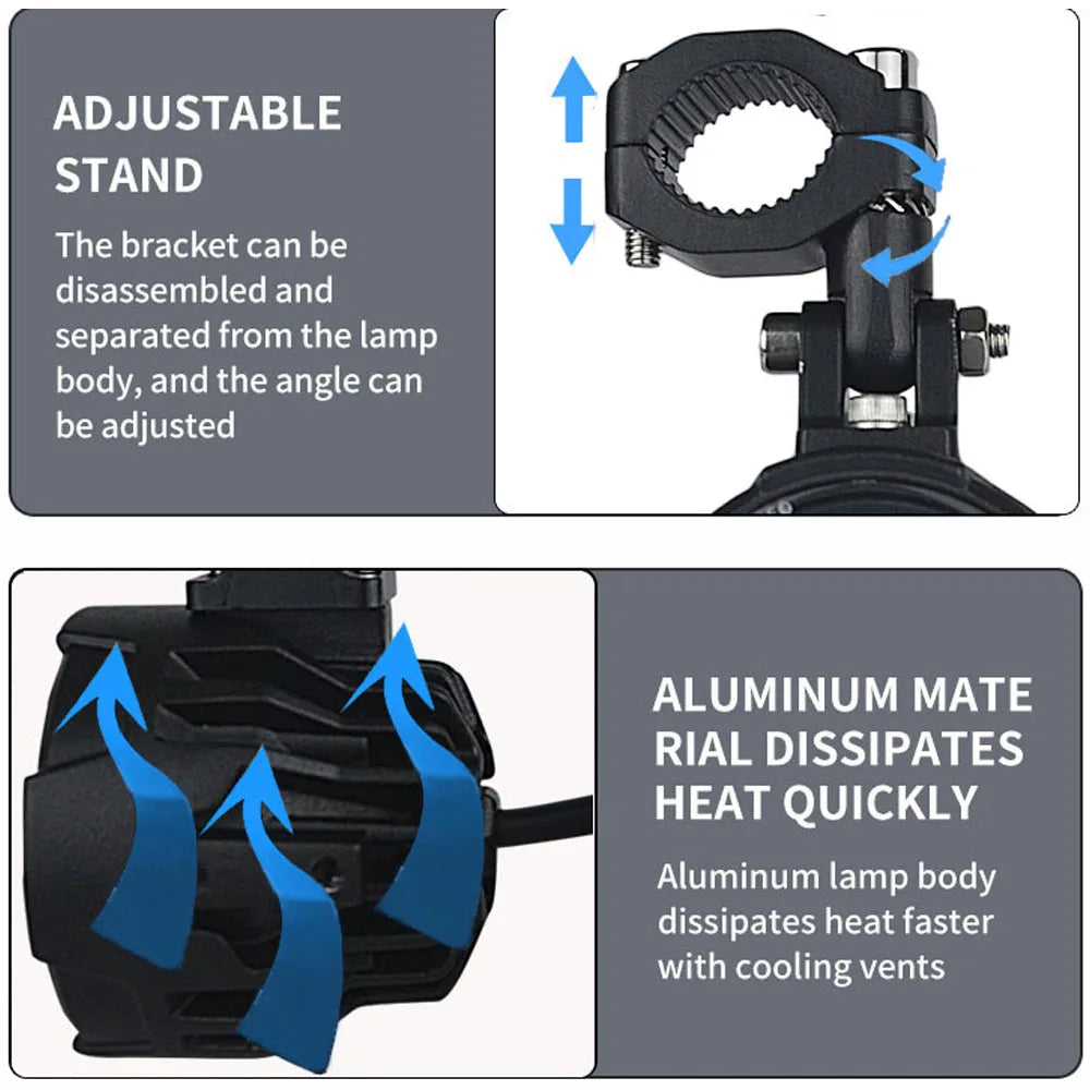 Pair 100W Motorcycle Headlight Fog Lights Led Auxiliary Driving Light Spotlight Headlamp Dual Color flasher farol Moto Fog Lamp.