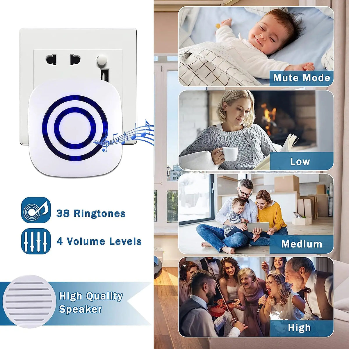 Wireless Motion Entry Chime with Plug-In Receiver