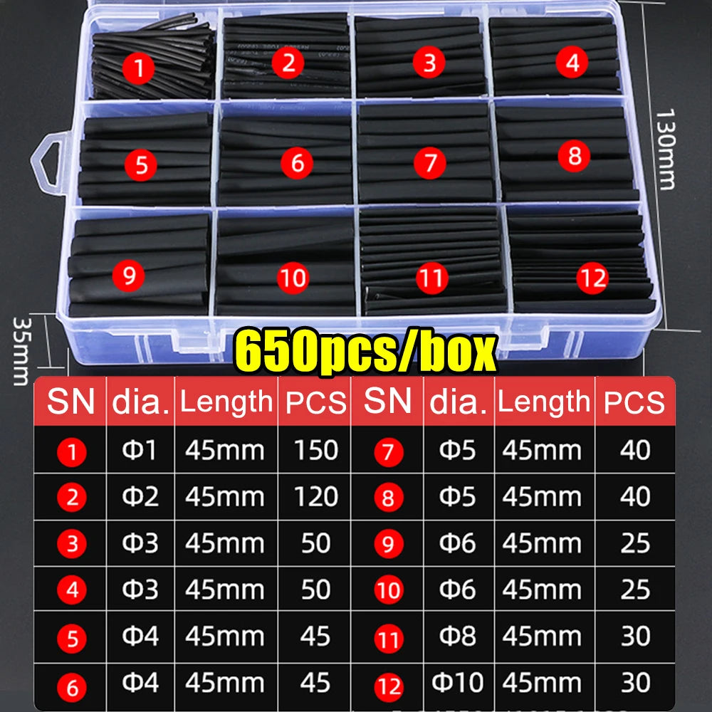 Heat Shrink Tube Kit Thermoresistant Tubing Heat Shrink Wire Wrapping Electrical Connection Cable Insulation Sleeved Protecter