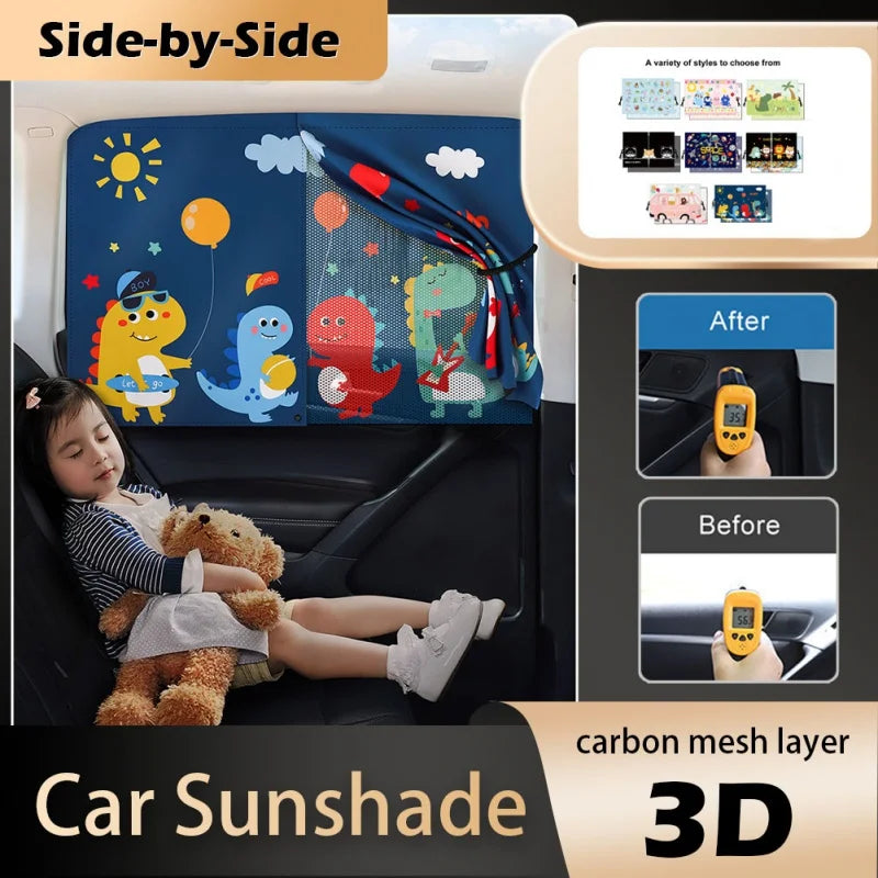 2-Layer Telescopic Car Window Shade with Magnetic Mosquito Net