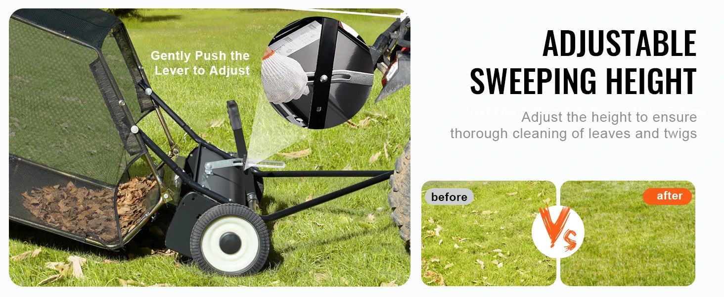 42-Inch Tow-Behind Lawn Sweeper, 12 cu.ft. Leaf and Grass Collector