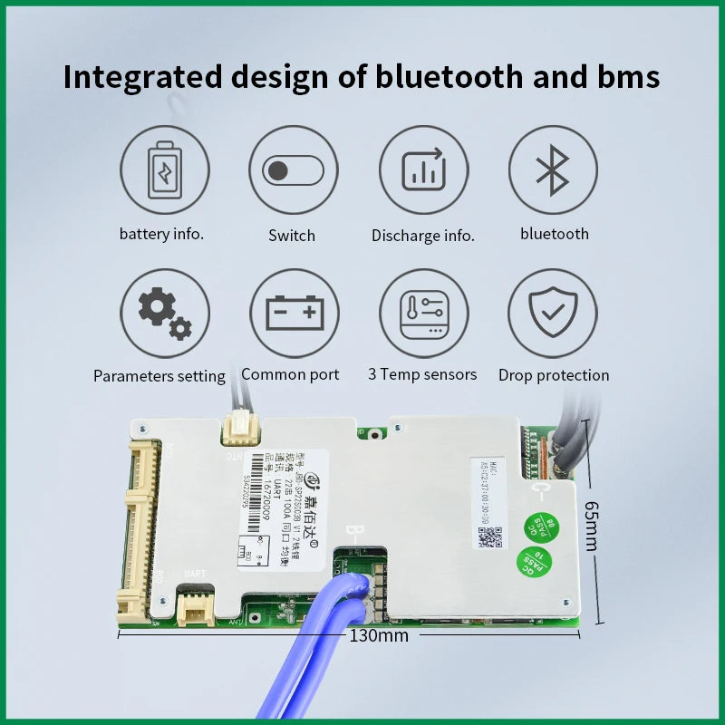Inteligentný LiFePO4 BMS s Bluetooth vyvažovacou doskou 40A-100A pre elektrické bicykle