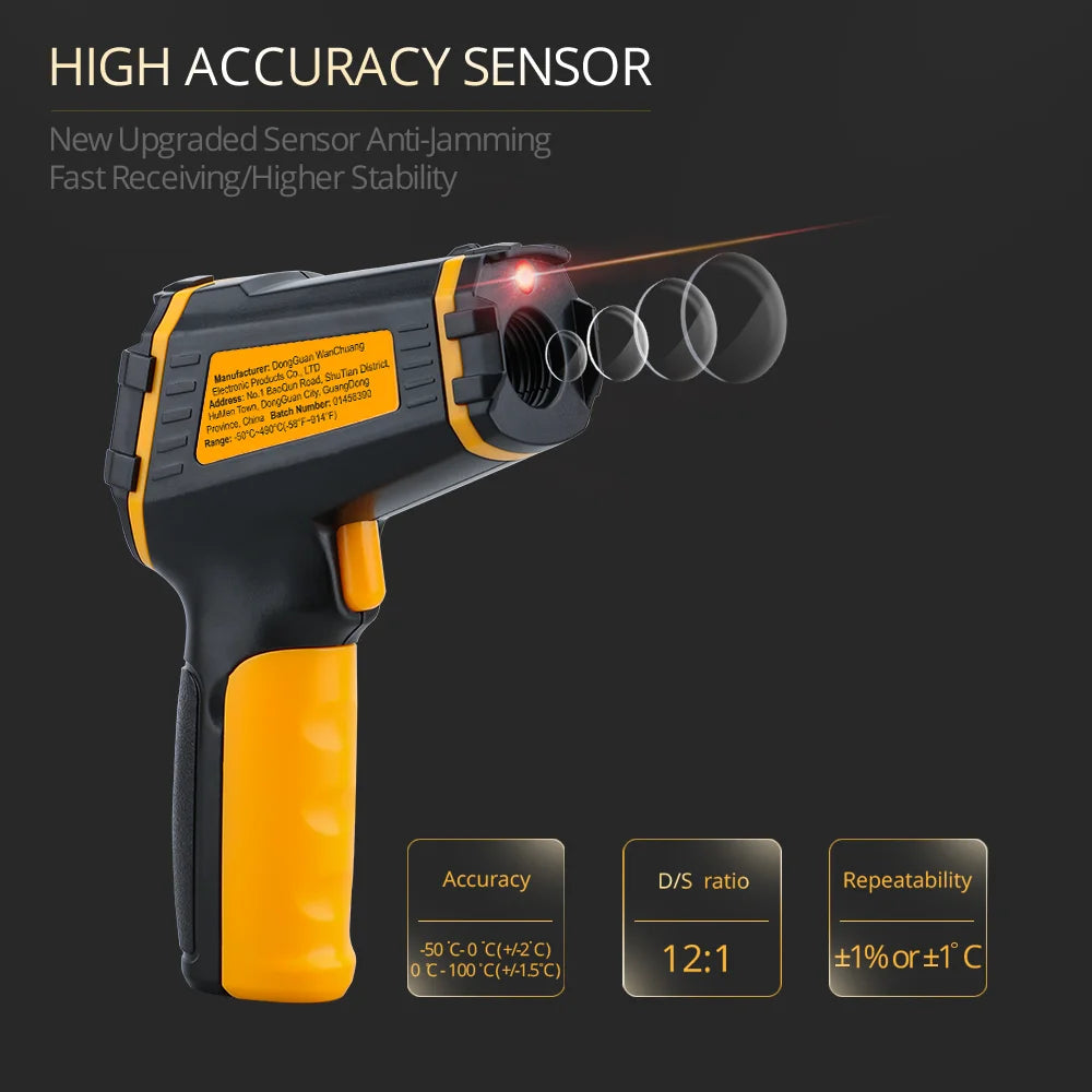 AE320 infrared surface thermometer with box and manual