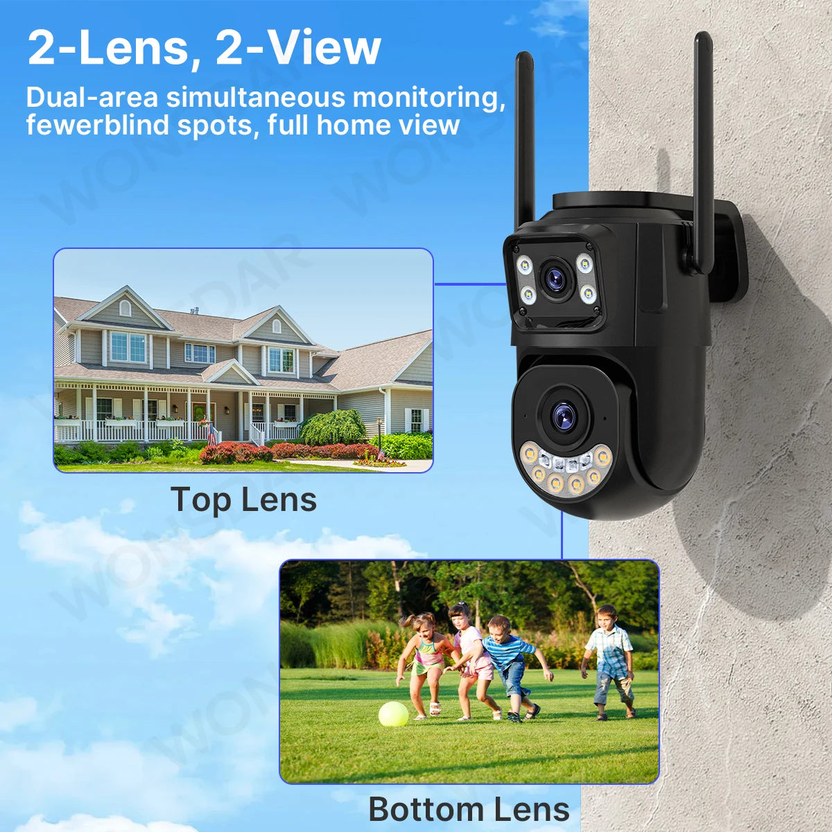2.4GHz & 5GHz WiFi PTZ Security Camera with Smart Tracking, Night Vision, Two-Way Audio