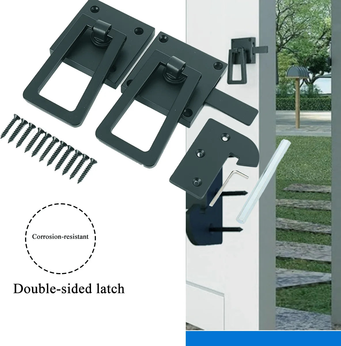 Heavy Duty Gate Latch Double Side Gate Latches Matte Black Fence Latch Garden Door Latch Pool Gate Latch