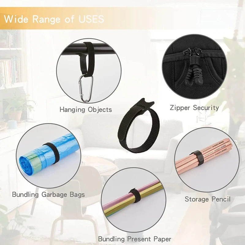 100pcs Releasable Cable Organizer Ties Mouse Earphones Wire Management Nylon Cable Ties Reusable Loop Hoop Tape Straps Tie