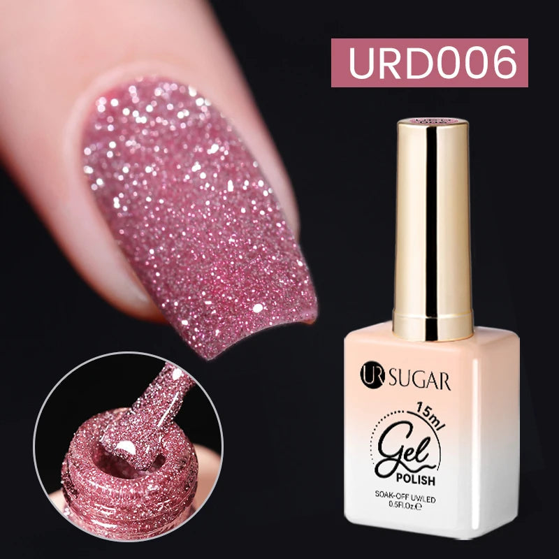 UR SUGAR 15ml Sliver Reflective Nail Gel Polish Shining Glitter Semi Permanent Soak Off UV Gel Sparkle Effect Nail Art Manicure