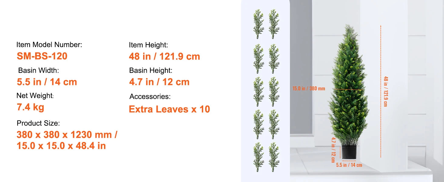 SucceBuy Artificial Cedar Topiary Tree Evergreen Fake Pine Cypress Trees Plant Artificial Greenery Set for Home Decor Outdoor