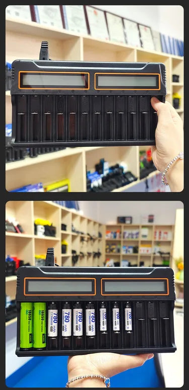 Universele batterijoplader met LCD voor 18650 AA AAA 12 sleuven