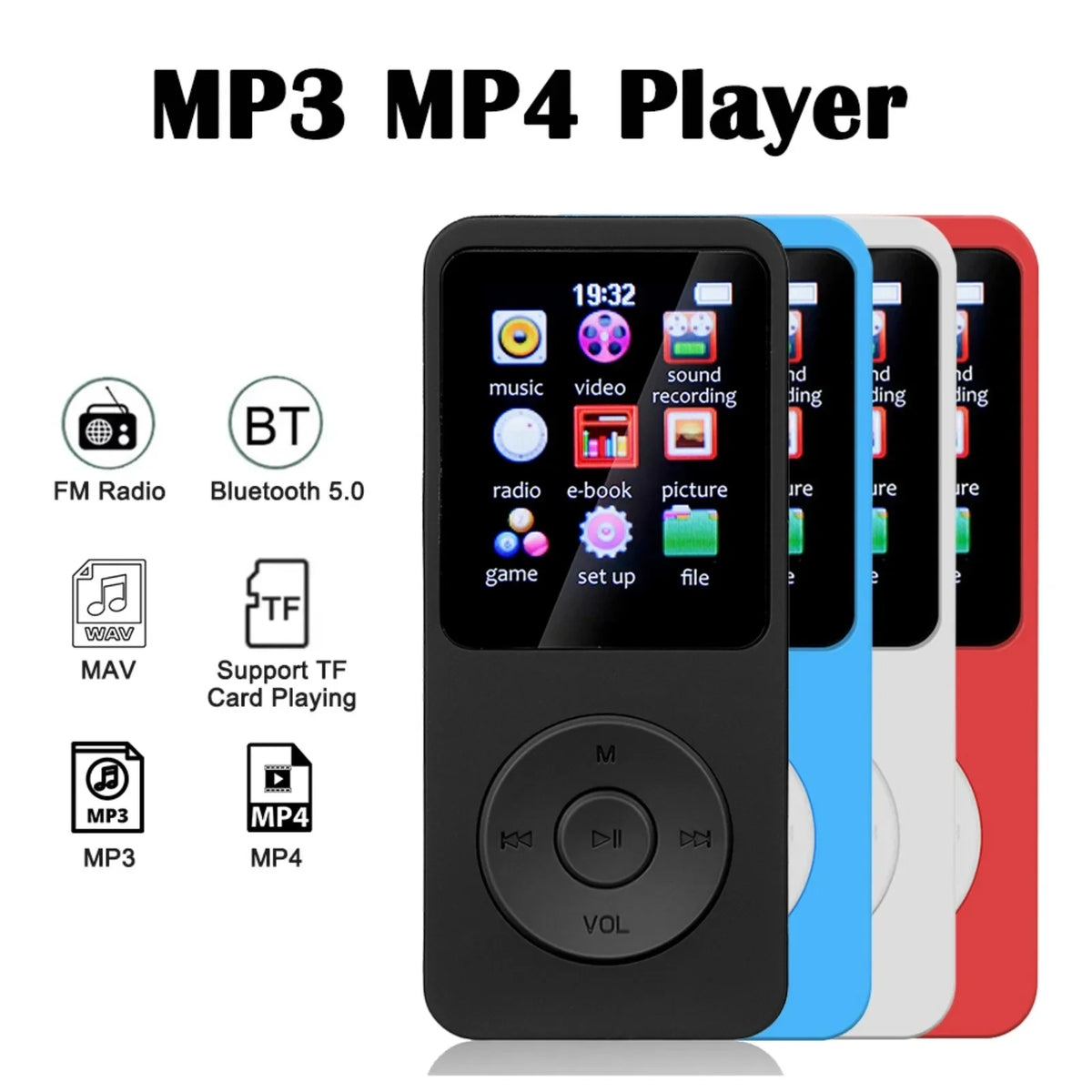 Portable MP3 Player 1.8 Inch Screen Walkmen HIFI Bluetooth Compatible E-Books Recording Bluetooth Wifi Pplayer FM Radio Player