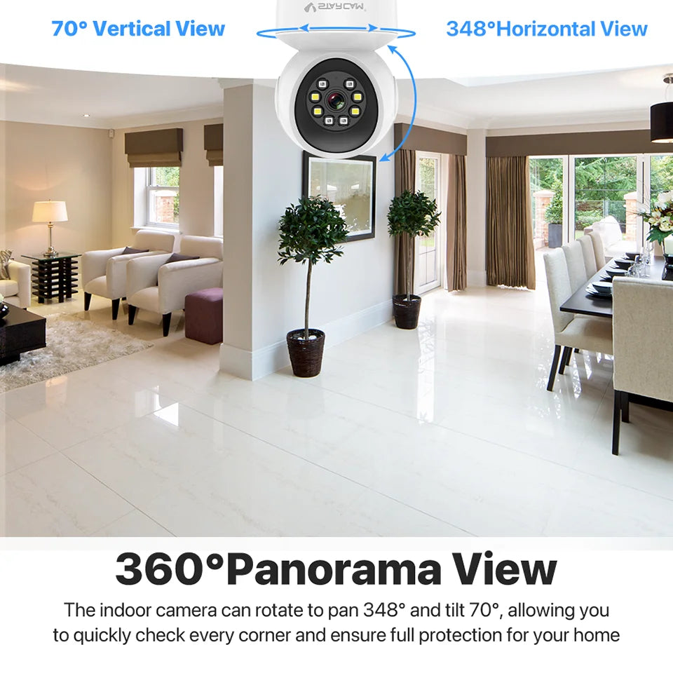 360° Indoor Security Camera with Color Night Vision & 2‑Way Audio