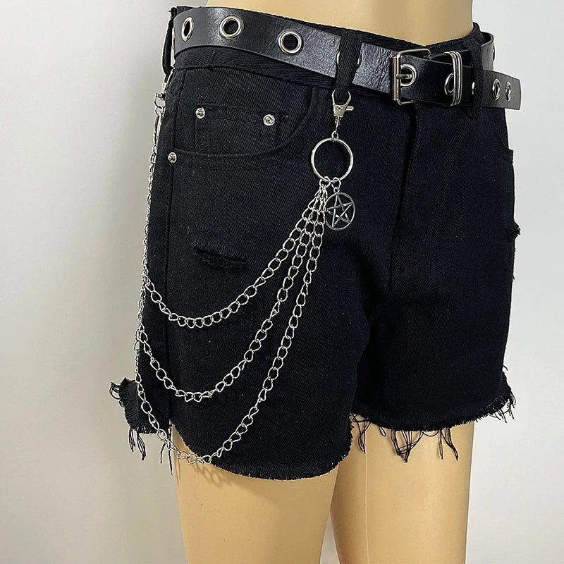 Punk Steet Κλειδιά Κολιέ Γυναίκες Άνδρες Σελήνη Αστέρι Τρυπες Κρανία Αξεσουάρ Επιλογή Ροκ Γκόθ Πως Παντελόνια Μέση Ζώνη Κολιέ Στα Jeans Κοσμήματα