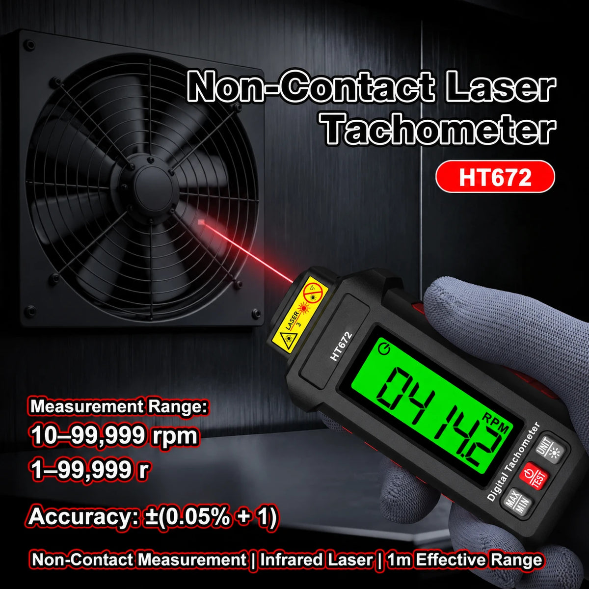 Мини лазерен тахометър HT672
